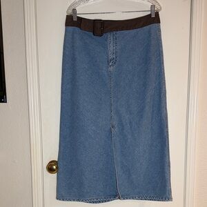 French Cuff Women’s Long Denim Skirt 100% Cotton